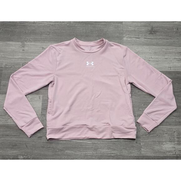 Under Armour Sugar Pink Rival Terry Crew Neck Sweatshirt w. Pockets Sweater - Picture 8 of 8